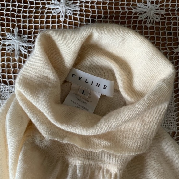 Celine Sweaters - Celine cashmere cream turtleneck sweater 1503